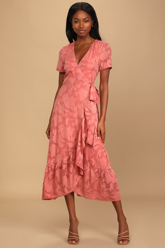Rusty Rose Midi Dress - Jacquard Dress ...